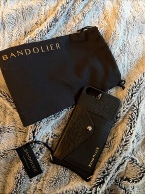 Bandolier Black Leather Card Case iPhone 8 7 6 plus
